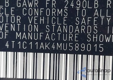 2021 Toyota Camry Le из США, поврежденный, VIN 4T1C11AK4MU589015